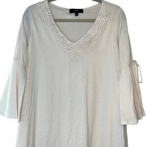 NAIF Ladies Size Small, Cream Midi Dress, Lace, Flare Sleeves